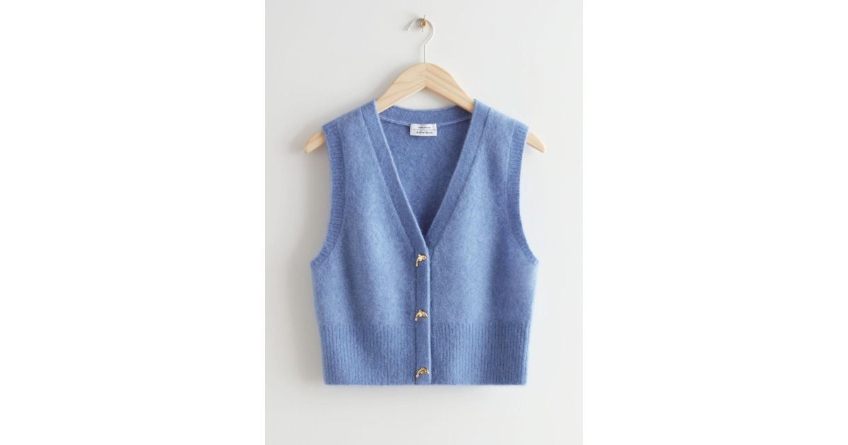 & Other Stories Dolphin Button Knit Vest in Blue | Lyst