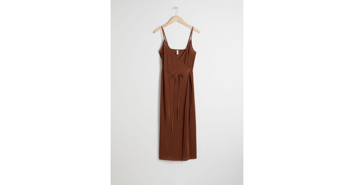 ribbed wrap midi dress
