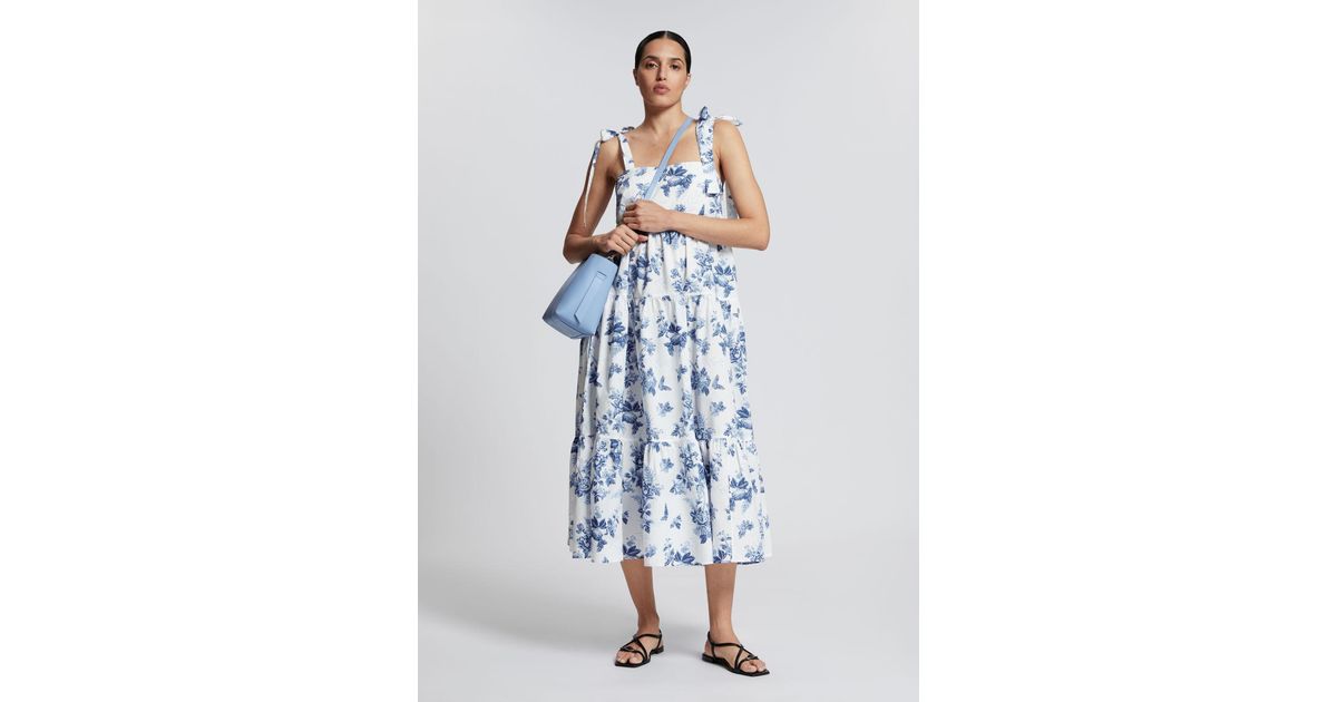 & Other Stories Tiered Babydoll Midi Dress in Blue | Lyst