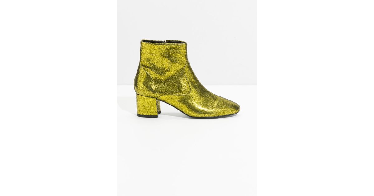 green metallic boots