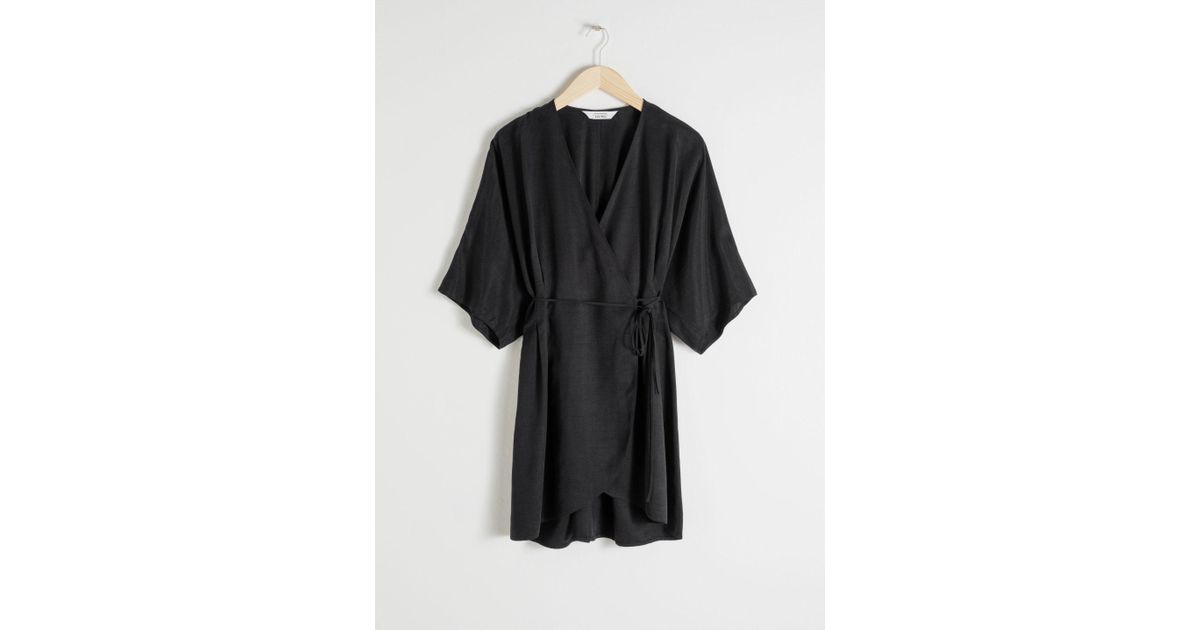 cupro blend mini wrap dress