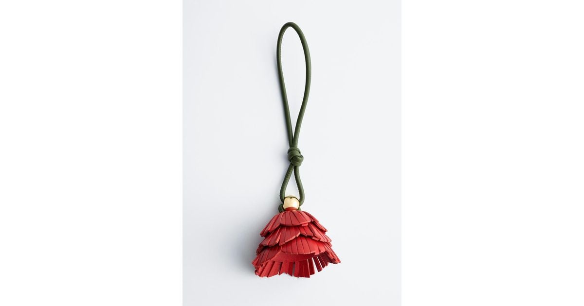 Ring Shape Red & Other Stories Leather Flower Key Ring in Red | Lyst