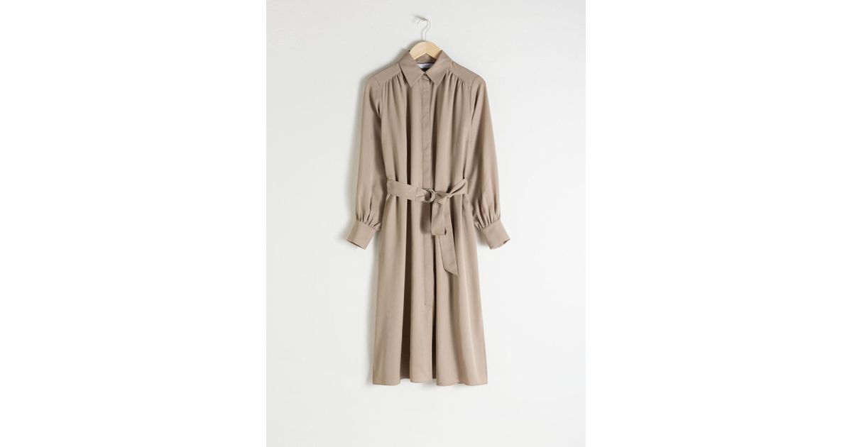 belted lyocell midi dress