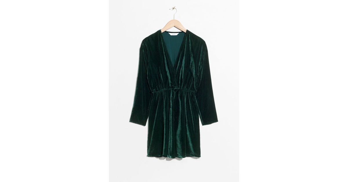 & other stories green velvet dress