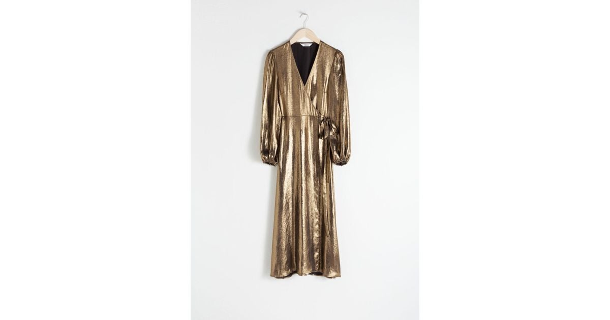 metallic satin midi dress