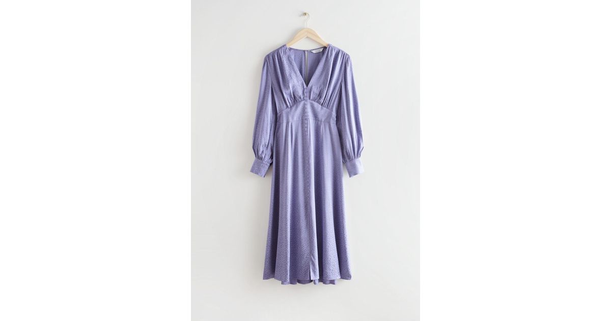 Voluminous Sleeve Jacquard Midi Dress 