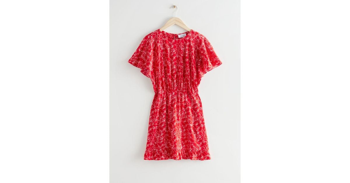 \u0026 Other Stories Minikleid Mit Rüschen Und Fledermausärmeln in Rot | Lyst DE