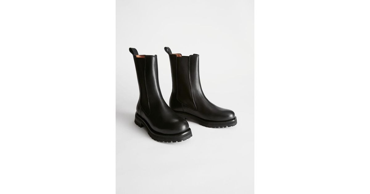 & other stories chunky sole leather chelsea boots