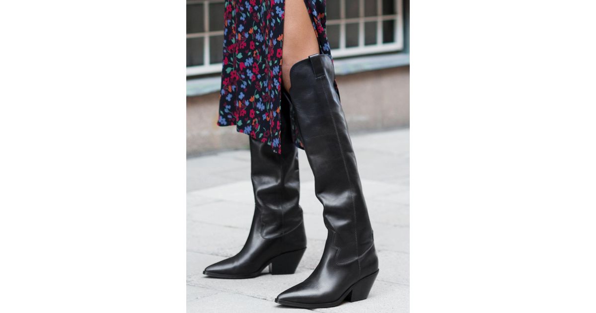 black western knee high boots