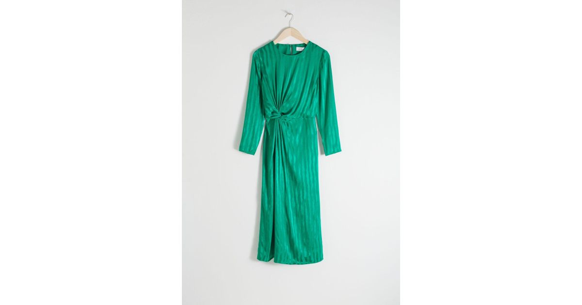 green stripe midi dress