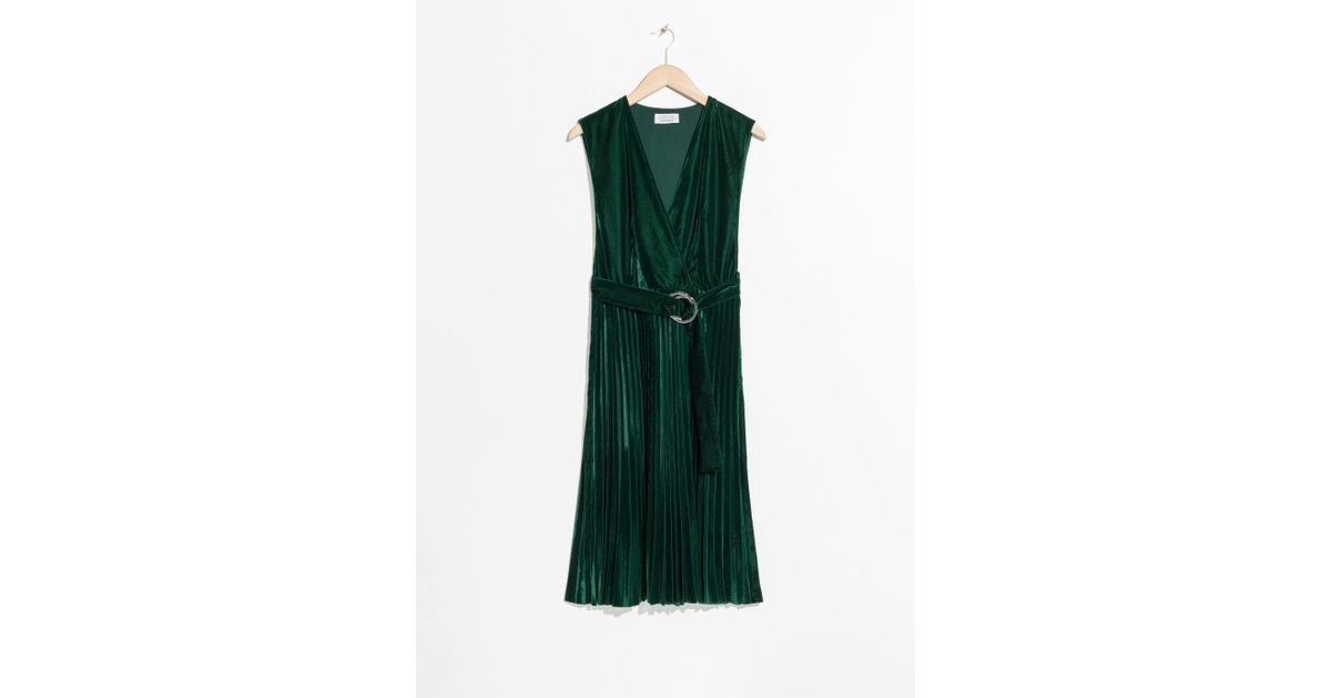 & other stories green velvet dress