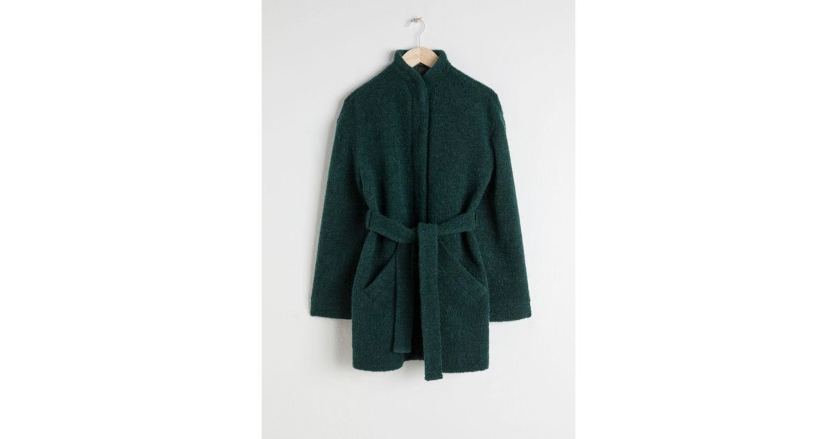 wool blend belted jacket