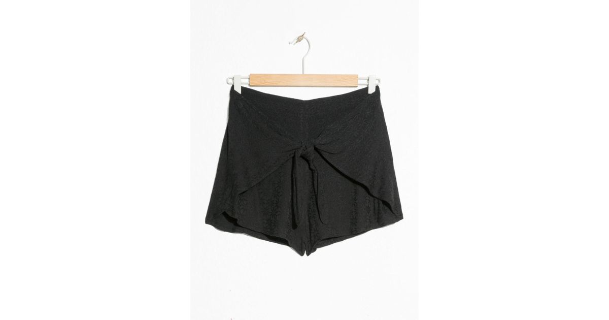black high waisted tie shorts