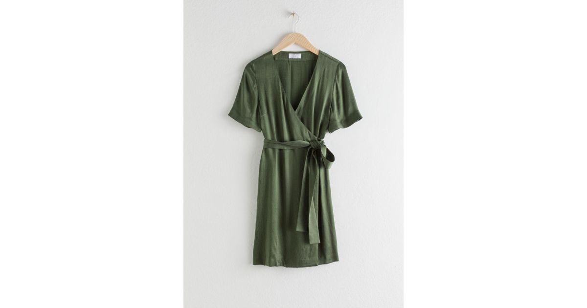 cupro blend mini wrap dress