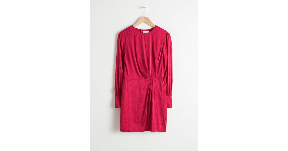 gathered satin mini dress