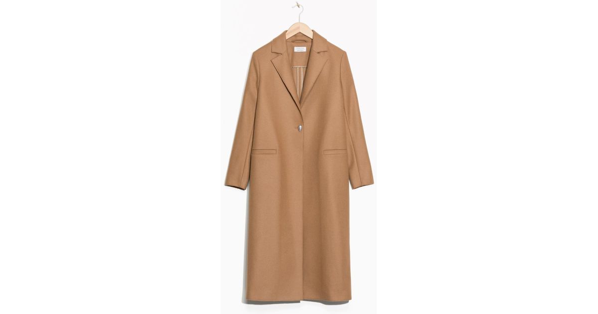 Other Stories One Button Wool Coat In Camel Natural Lyst