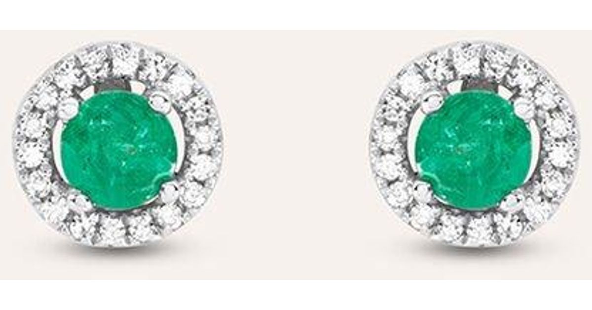 Orecchini Lobo Punto Luce Charlotte Oro Bianco Smeraldo Diamante