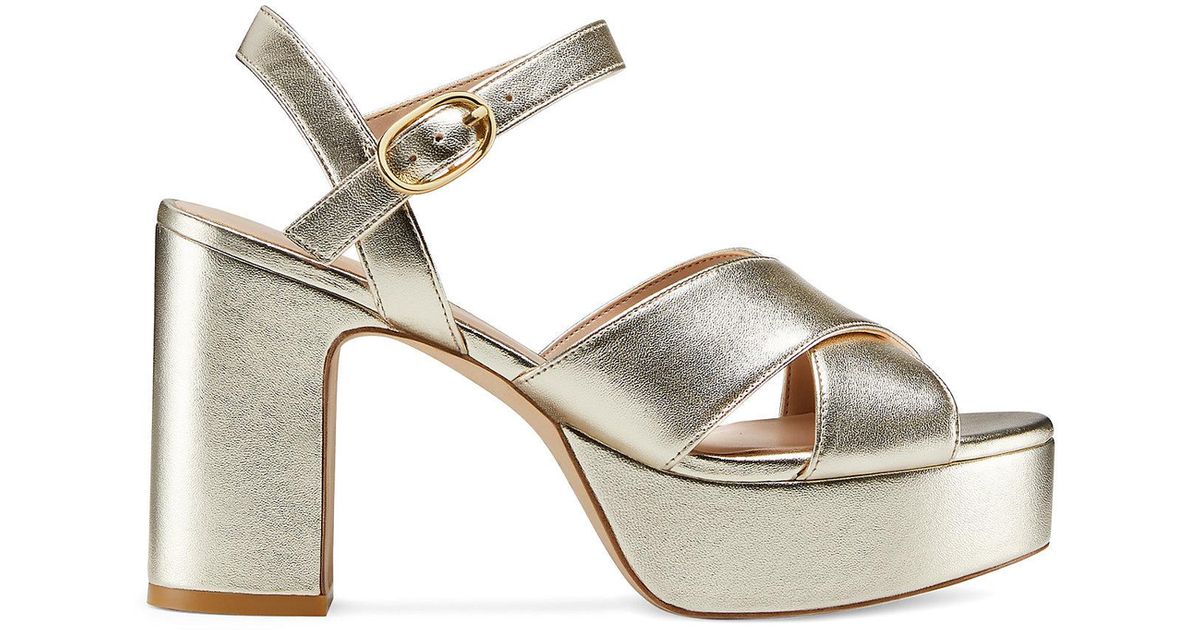 Stuart Weitzman Mariposa Platform 100 Sandal The Sw Outlet In Metallic 
