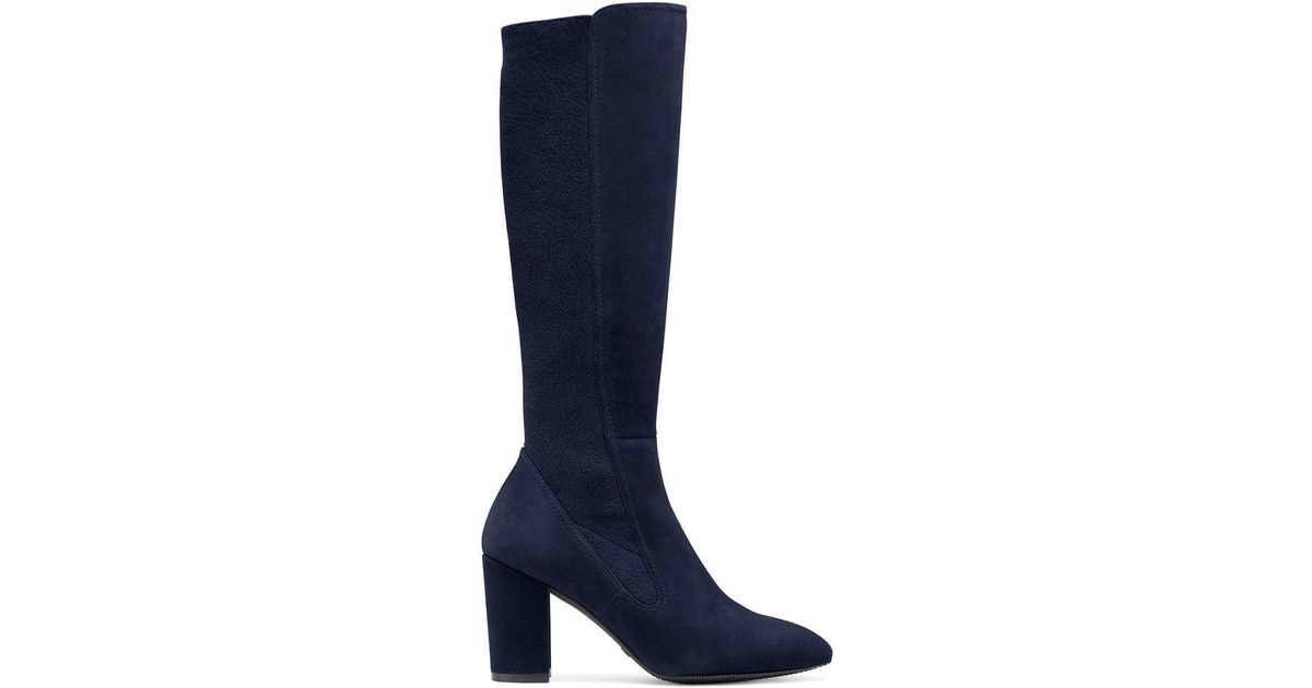 stuart weitzman livia suede block heel tall boots