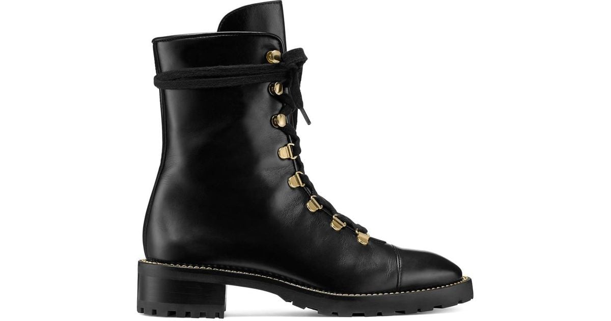 Stuart Weitzman Kolbie Leather Combat Boots in Black | Lyst