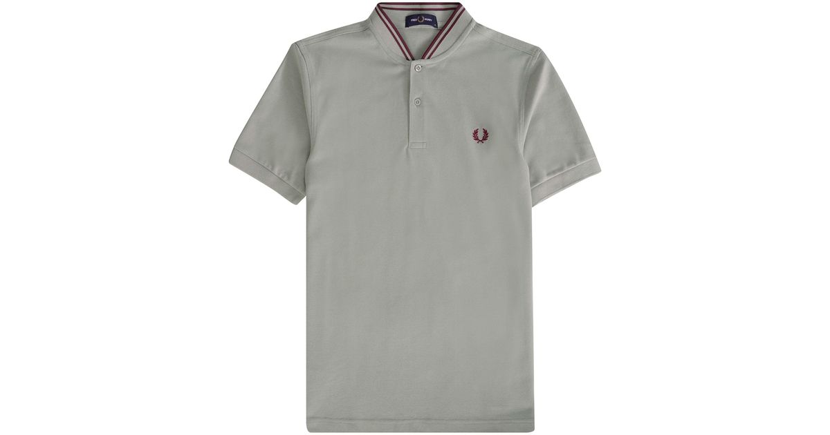 Fred Perry M4 Bomber Collar Polo Shirt In Grey For Men Lyst Uk 