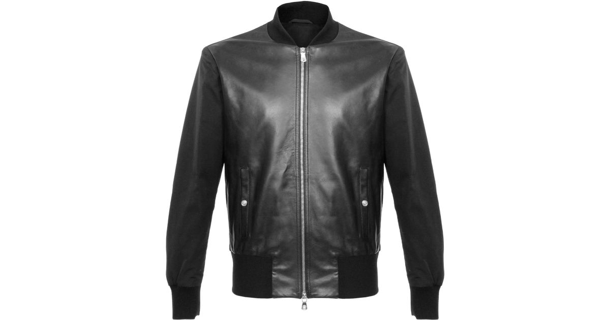 Versus Versace Lambskin Black Leather Er Jacket For Men Versus Versace Lambskin Black Leather Er Jacket For Men Lyst