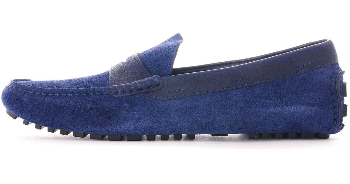 BOSS by Hugo Boss Suede Driver Moccasin in Navy (Blue) for Men - Lyst