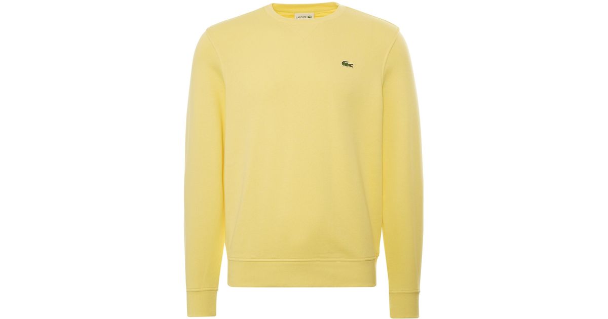 Lacoste Cotton Blend Fleece Sweatshirt in Yellow for Men - Lyst