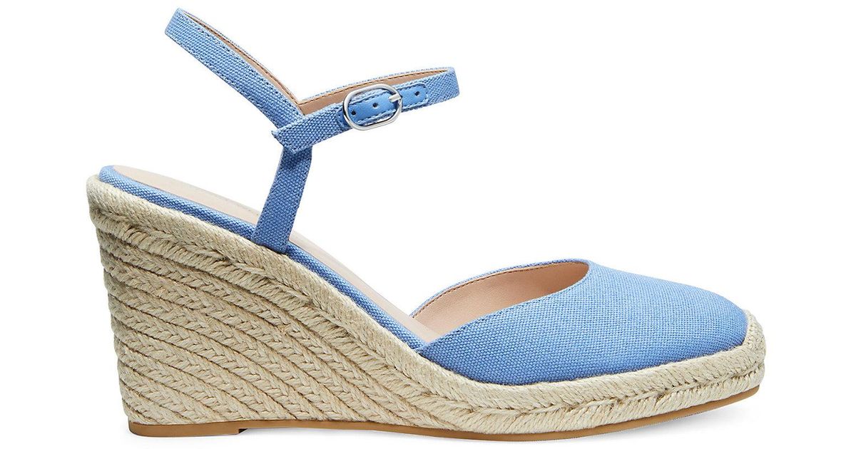 Stuart Weitzman Mykonos Closedtoe Espadrille Wedge in Periwinkle