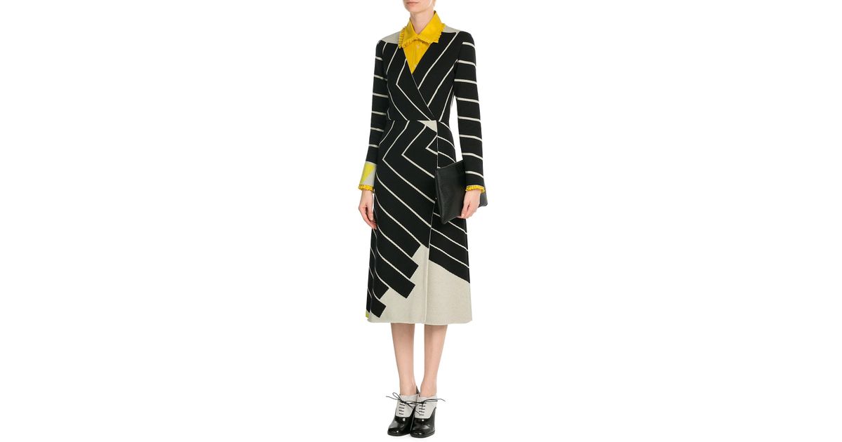 Jil sander Printed Dress With Fleece Wool in Black | Lyst