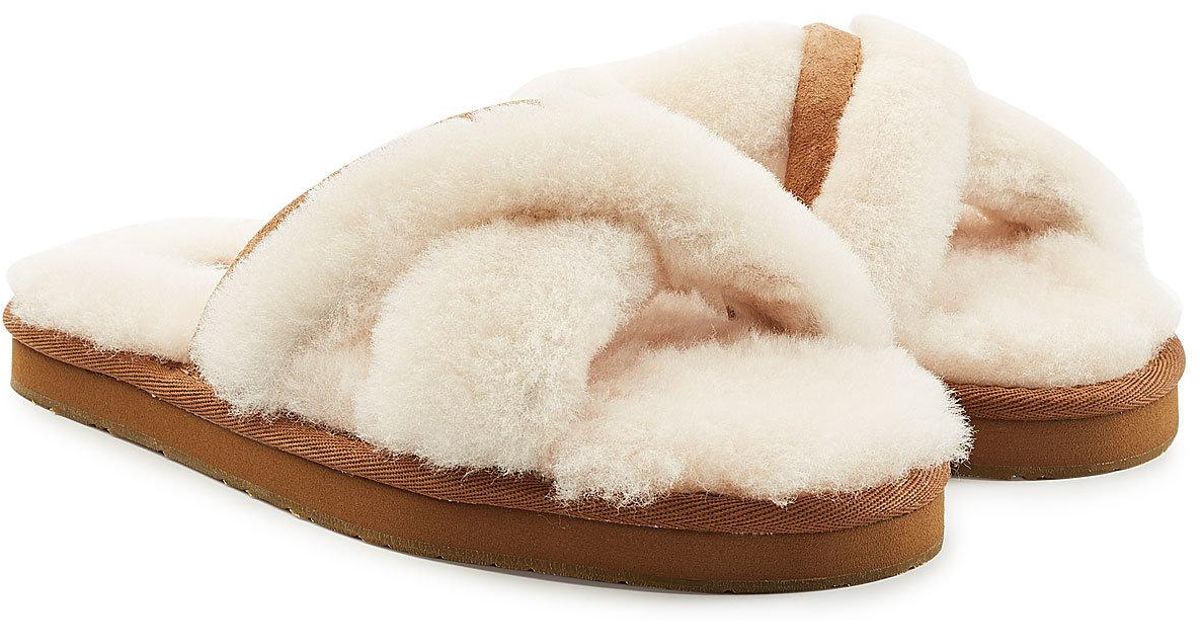 Lyst - Ugg Shearling Flip Flops in Natural