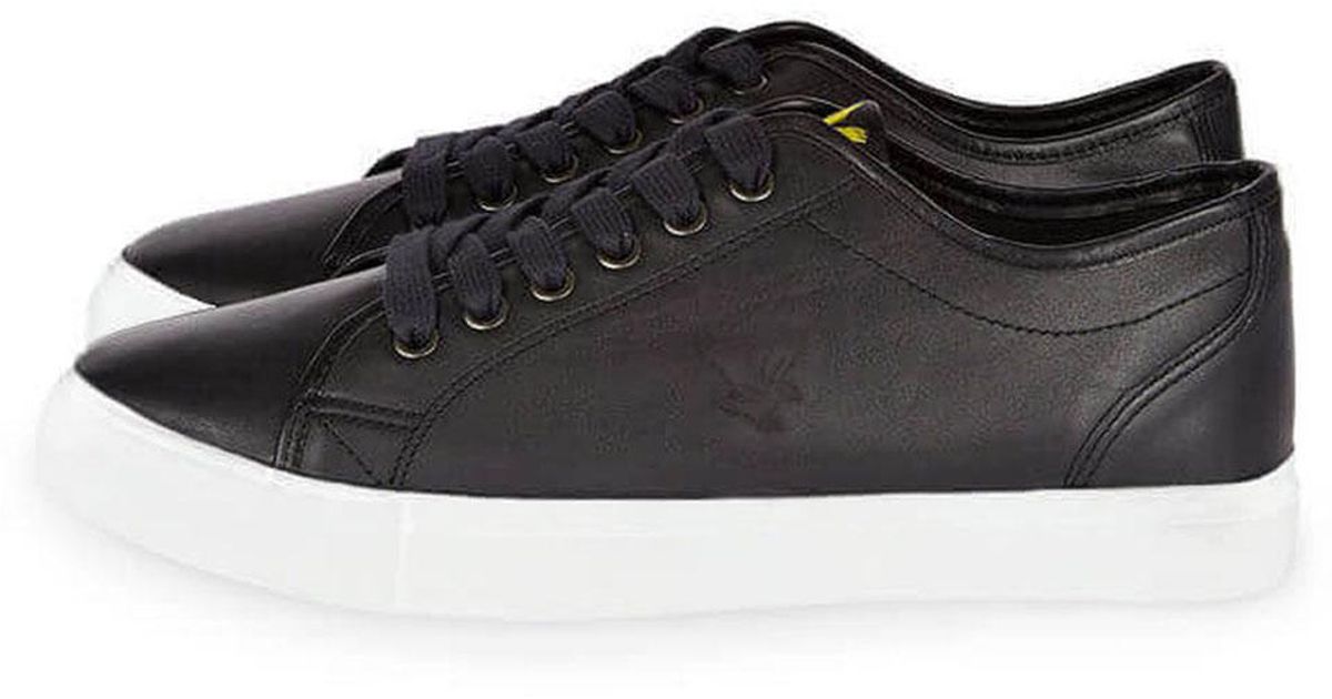 lyle and scott black leather trainers