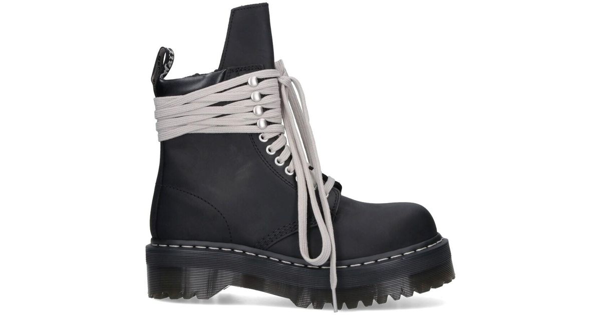 Rick Owens X Dr.Martens 'Quad Sole Steel Toe' Boots in Black | Lyst