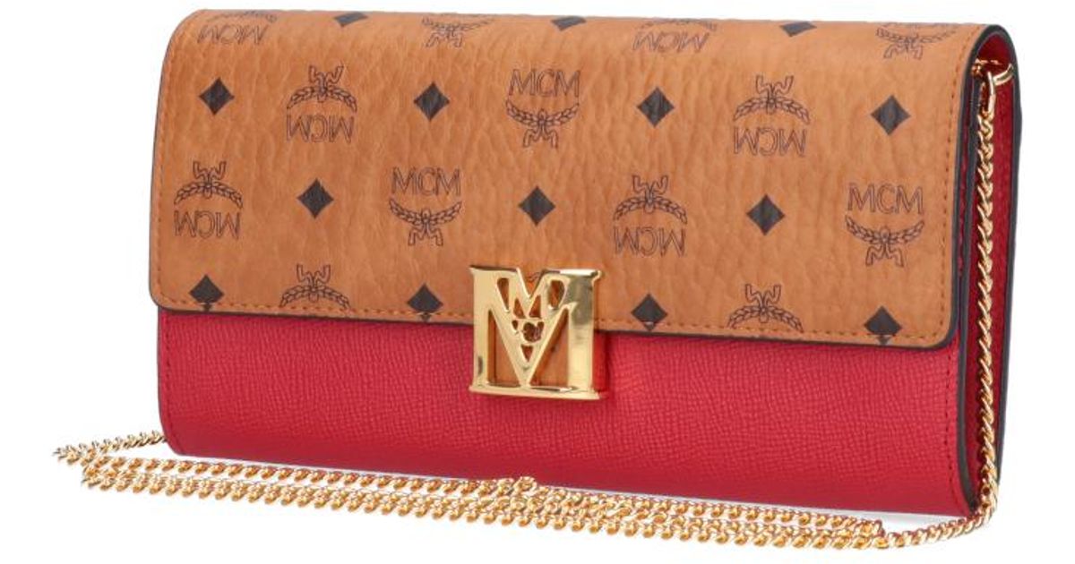 MCM Visetos Original Mini Chain Wallet Light Pink 1289661