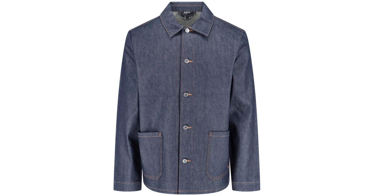 A.P.C. Classic Denim Jacket With Curved Hem in Blue for Men | Lyst