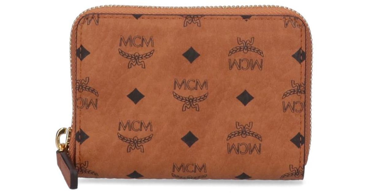 MCM Mini Zip Wallet in Brown Lyst
