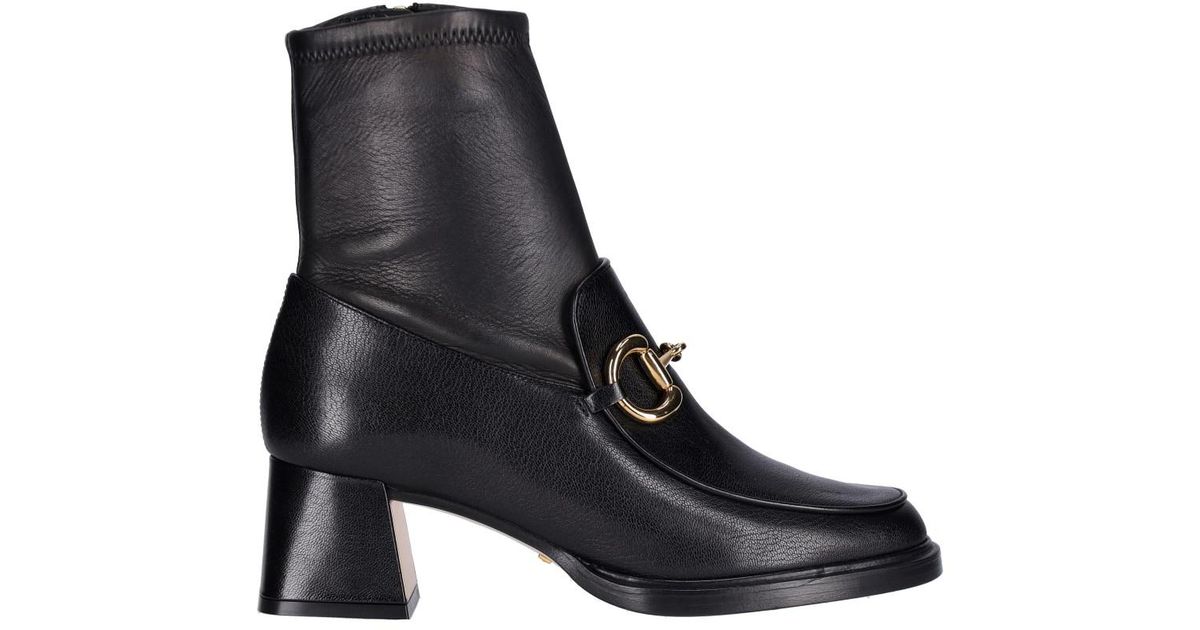 Gucci Boots Horsebit Detail in Black | Lyst