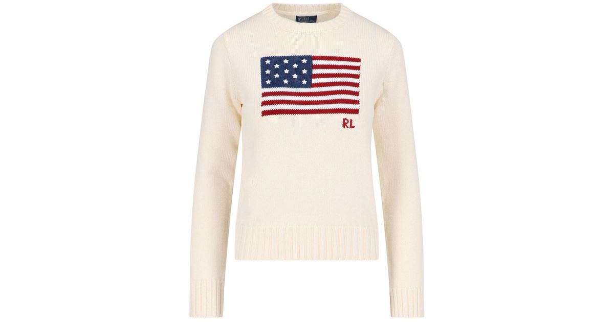 Maglione American Flag di Ralph Lauren in Bianco Lyst
