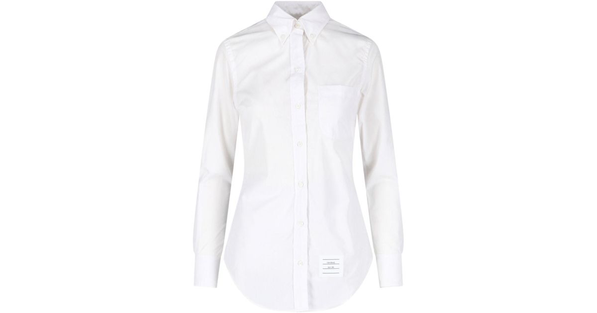 Thom Browne Logo Classic Shirt in White | Lyst