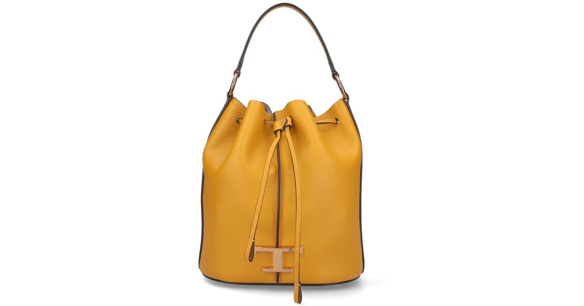 Tod's Small Bucket Bag T Timeless in Yellow | Lyst