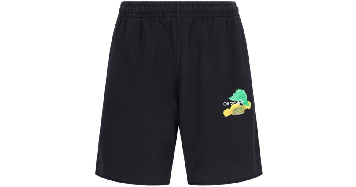 Off-White logo-embroidered track shorts - Black