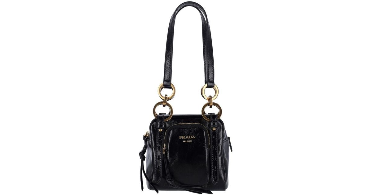 Prada 'Dangle' Mini Top Case in Black | Lyst