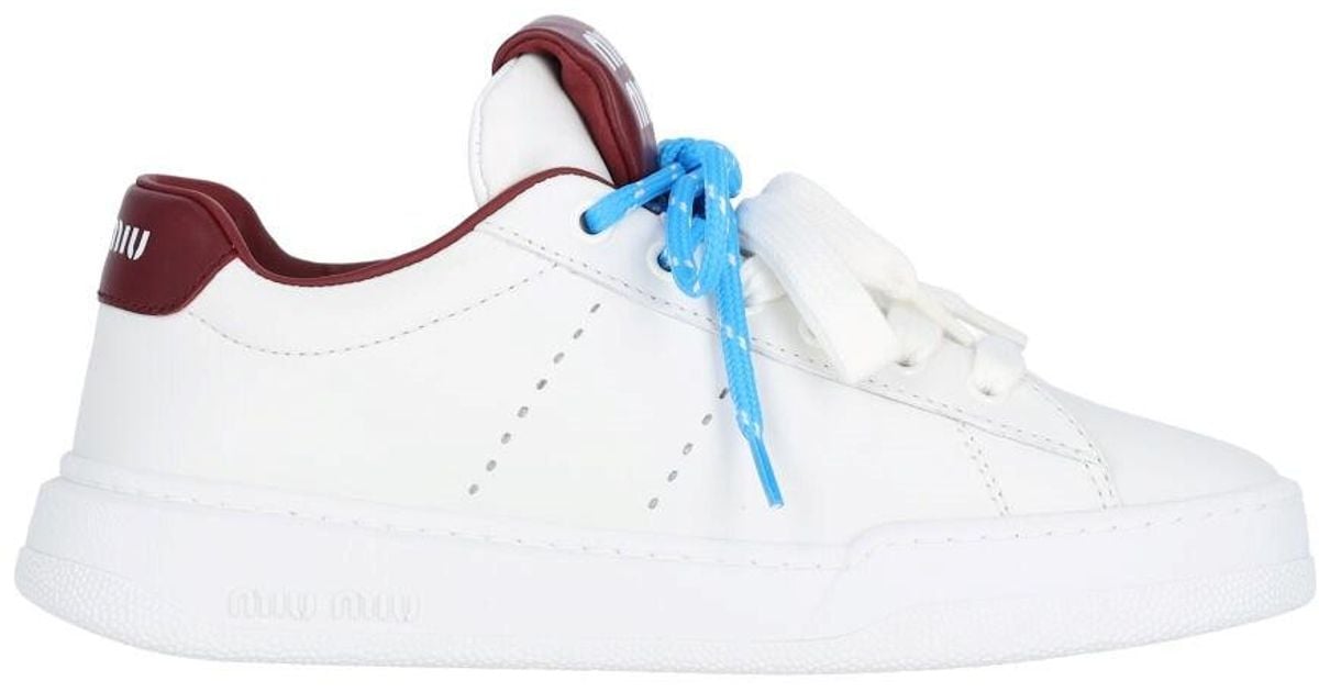 Miu Miu Logo Sneakers in Blue | Lyst