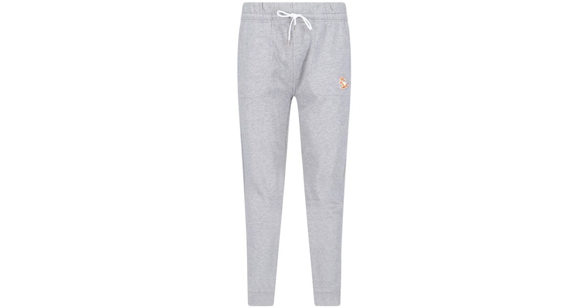 Maison Kitsuné 'chillax Fox' Jogger Pants in Grey | Lyst UK