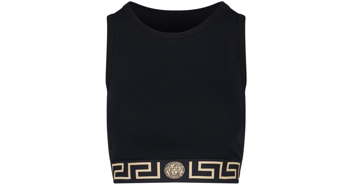 Versace 'greek Edge' Crop Top in Black | Lyst
