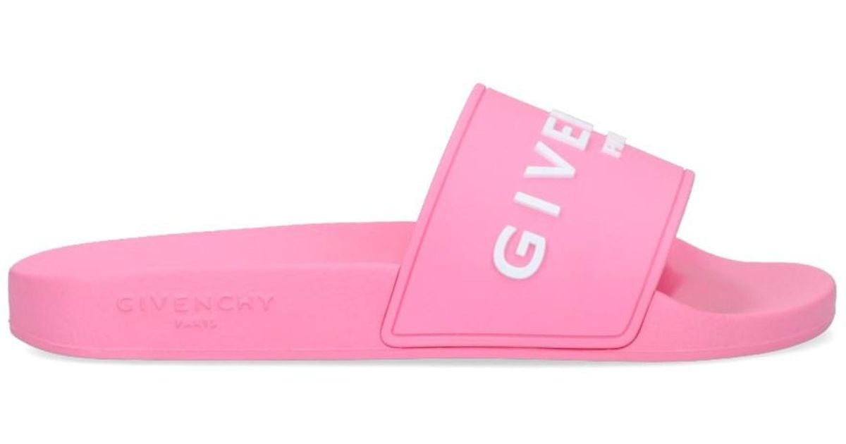 Givenchy Logo Slide Sandals in Pink | Lyst