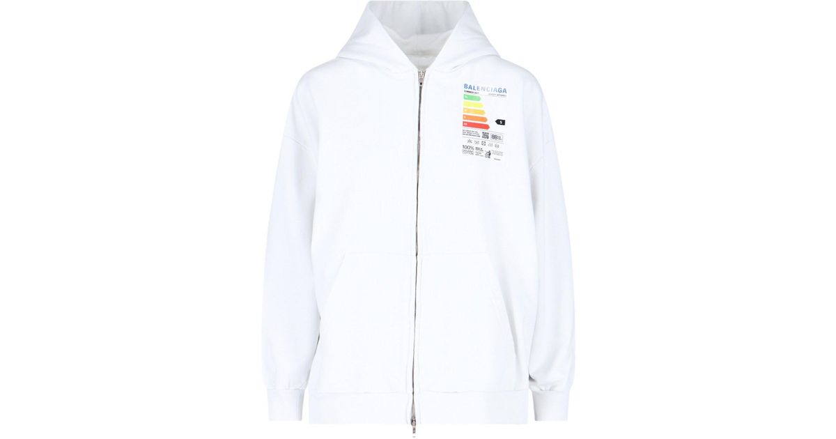 Balenciaga 'patch Energy' Oversize Hoodie in White | Lyst