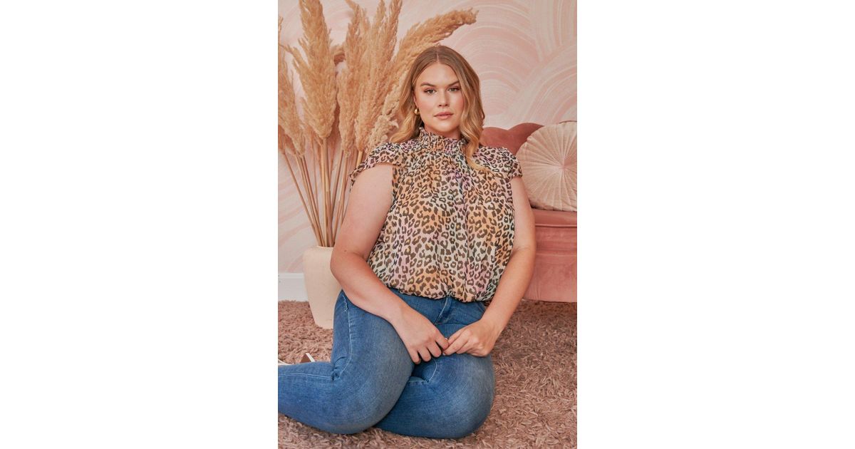 cheetah mock neck top