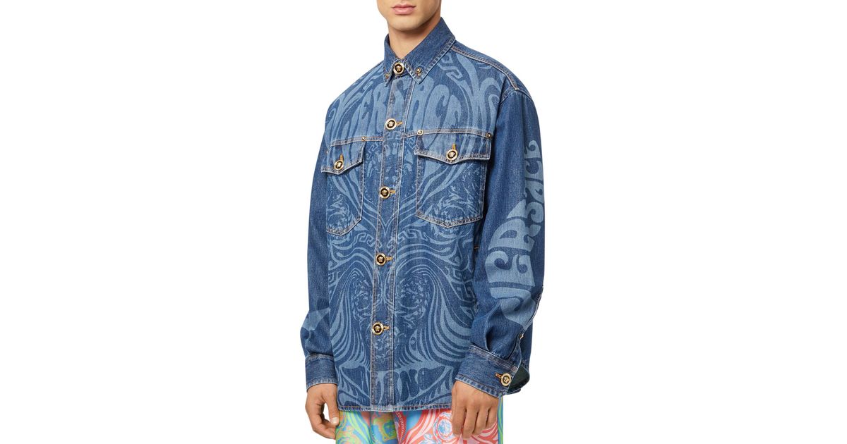 Versace Medusa Music Denim Jacket in Blue for Men | Lyst