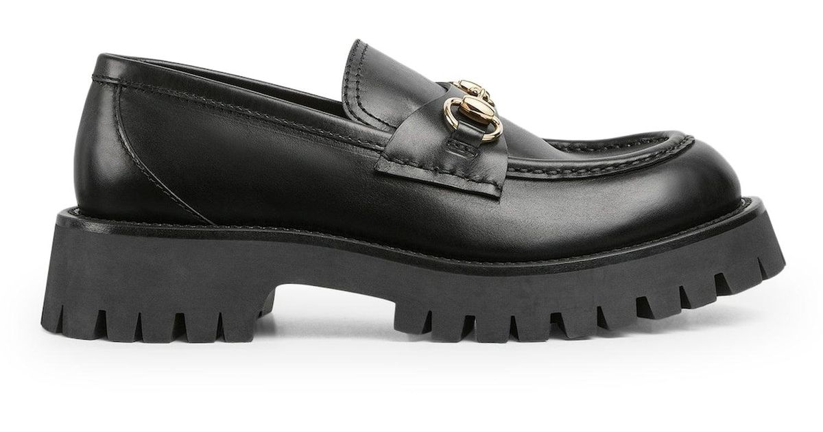 OKJ Black Horsebit Lug Sole Loafers AC6871 Mens US 8.5 Chunky Slip On Shoes Gucci Chunky Loafer Horsebit Black Men main image 3